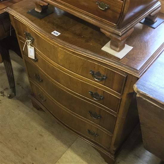 Georgian style walnut serpentine chest of drawers